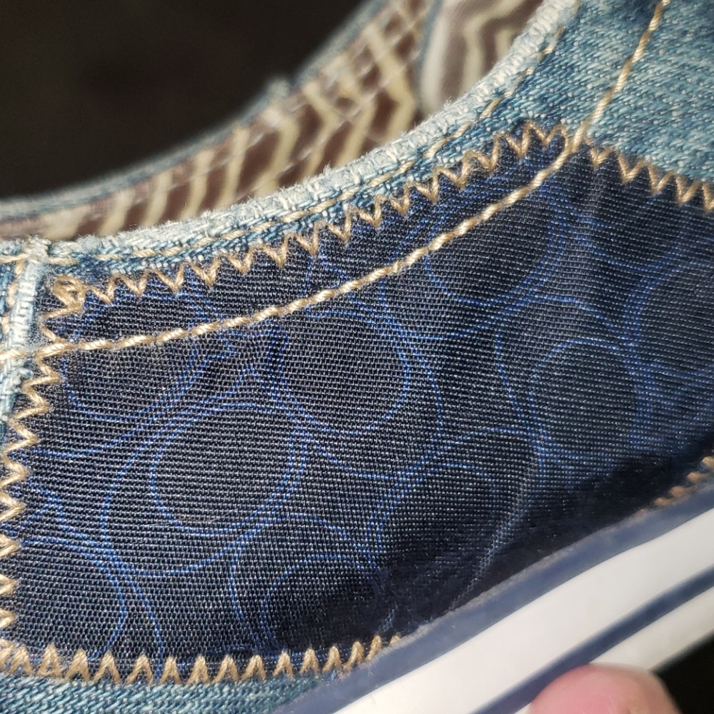 Coach Tonie Destroyed Patchwork Denim Sneaker 7.5 - image 8